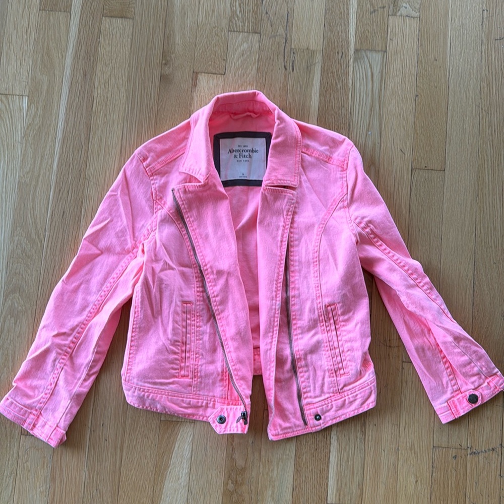 Abercrombie & Fitch hot pink denim zip jacket - size Medium